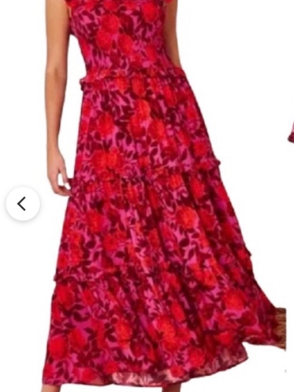 Floral Tiered Maxi Dress in Fuchsia Pink